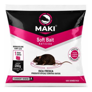 Raticida Maki Soft Bait - 200gr (Bromadiolone/polietilenoglicol/propilenoglicol/q.s.p)
